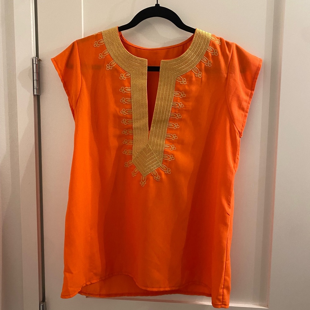 Orange Embroidery Tank